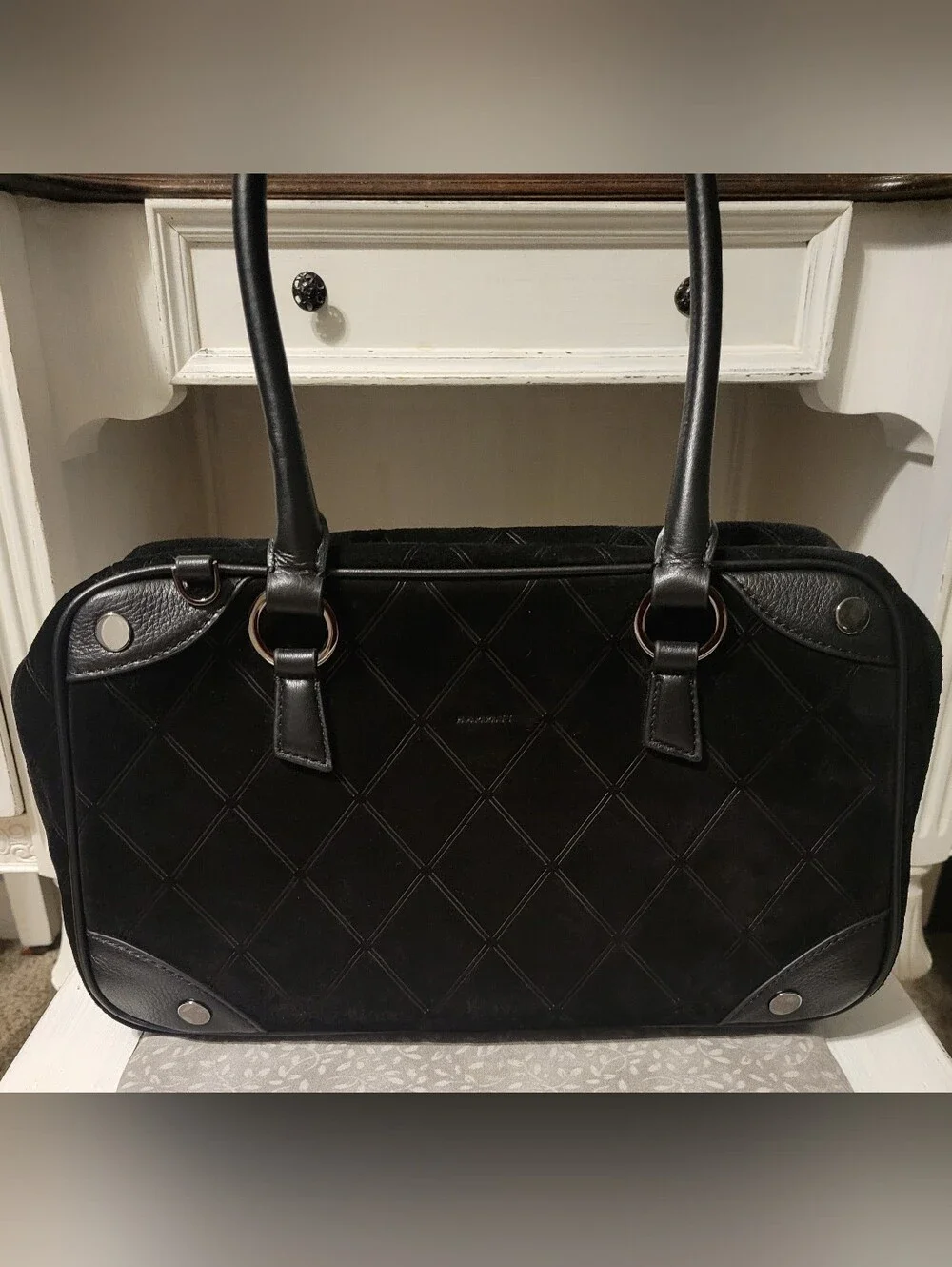 HAMMITT MED MEREDITH NOIR DIAMOND SUEDE BAG
